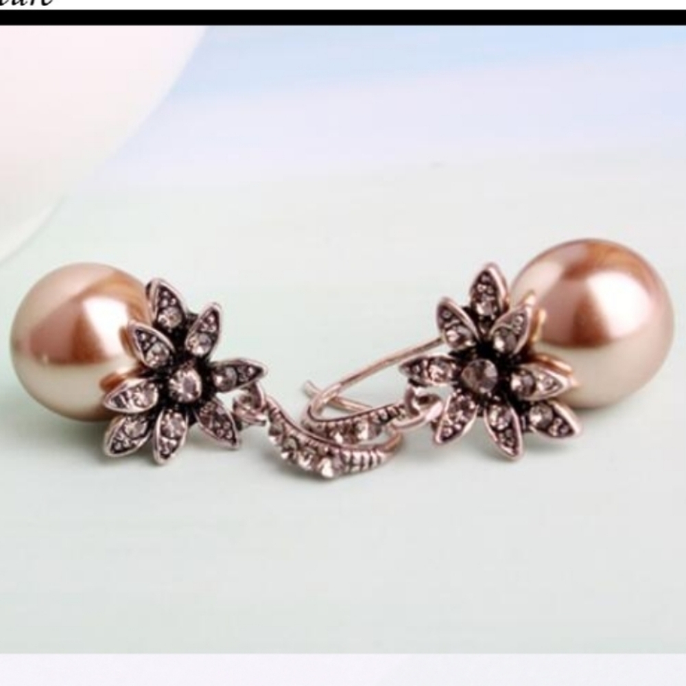 Gorgeous Vintage Champagne Pearl Earrings - Picture 5 of 11